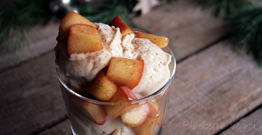 Apple Cinnamon Nice Cream with Glazed Apples | Blueberry Vegan