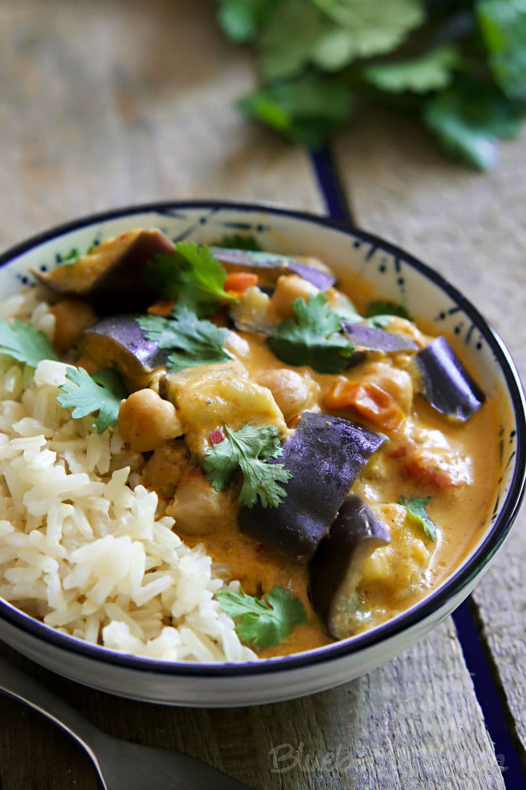 Creamy Eggplant Curry with Chickpeas | Blueberry Vegan